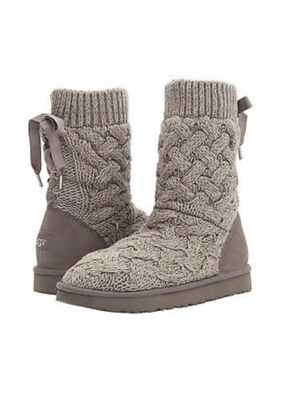 UGG Isla Gray Cable Knit Boots